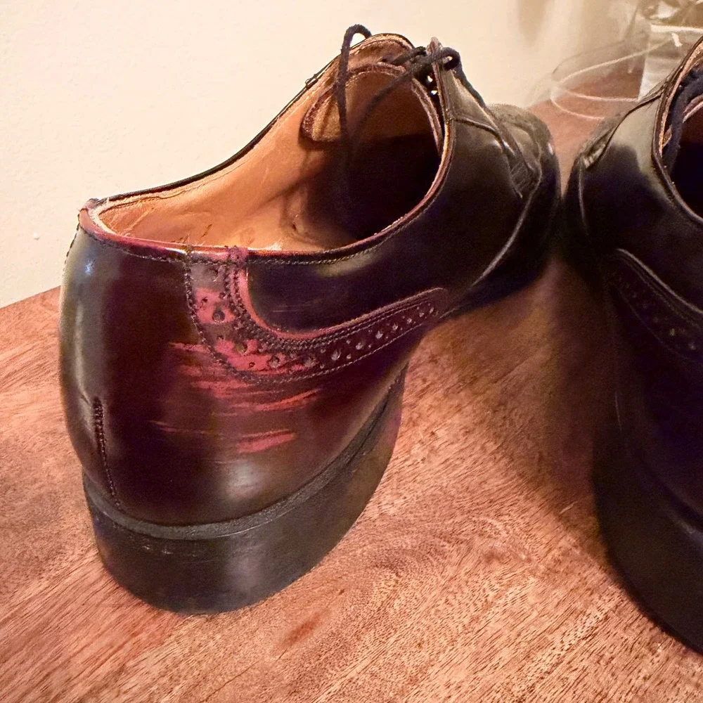 Johnston & Murphy Optima Mens 7.5D Burgundy Leather Wingtip Derby USA Old Money